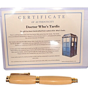 Gold Fountain Pen Tardis Wood Dr. Who COA New by 1893Woodcrafts Limited Edition